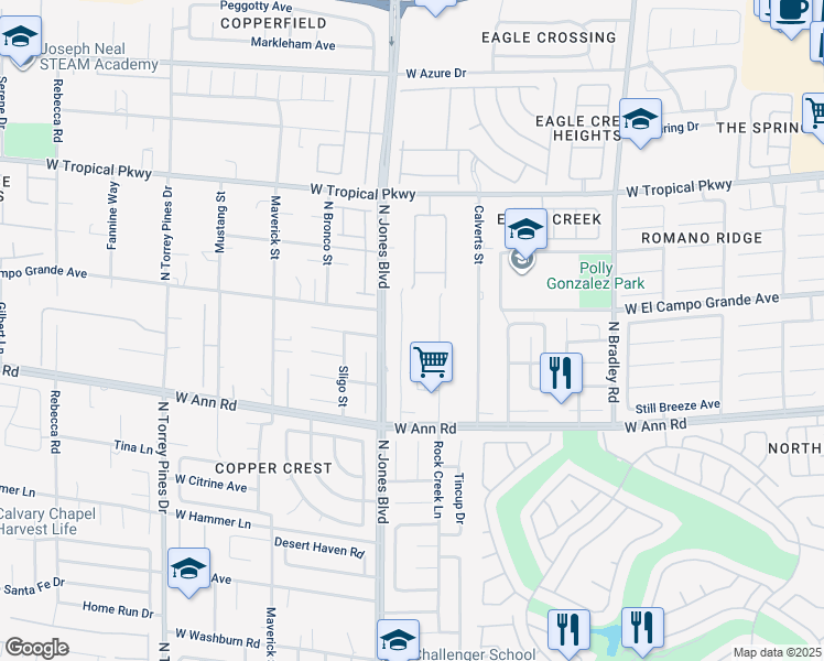 map of restaurants, bars, coffee shops, grocery stores, and more near 5774 Smithsonian Way in Las Vegas