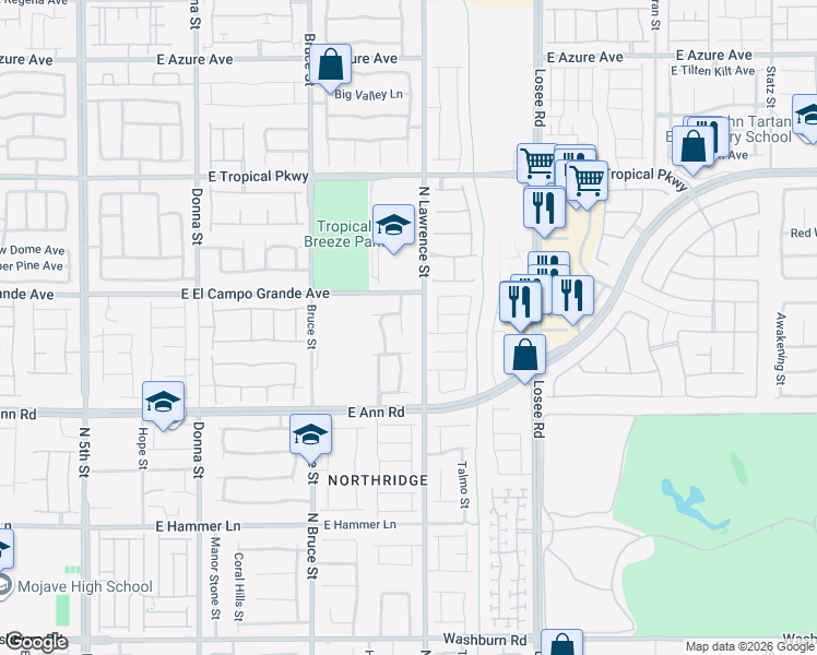 map of restaurants, bars, coffee shops, grocery stores, and more near 5716 Breezy Wind Court in North Las Vegas