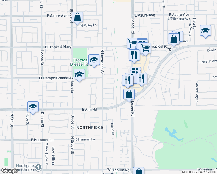 map of restaurants, bars, coffee shops, grocery stores, and more near 2102 Johnstown Avenue in North Las Vegas