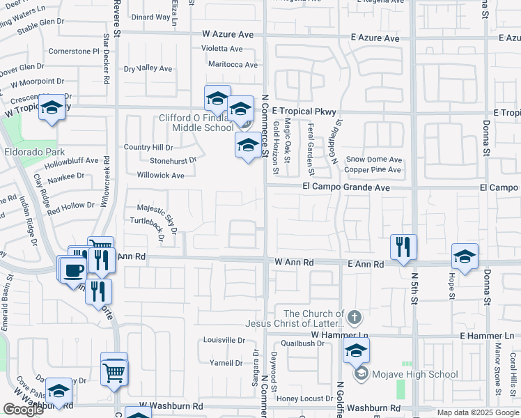 map of restaurants, bars, coffee shops, grocery stores, and more near 5718 Royal Sands Street in North Las Vegas
