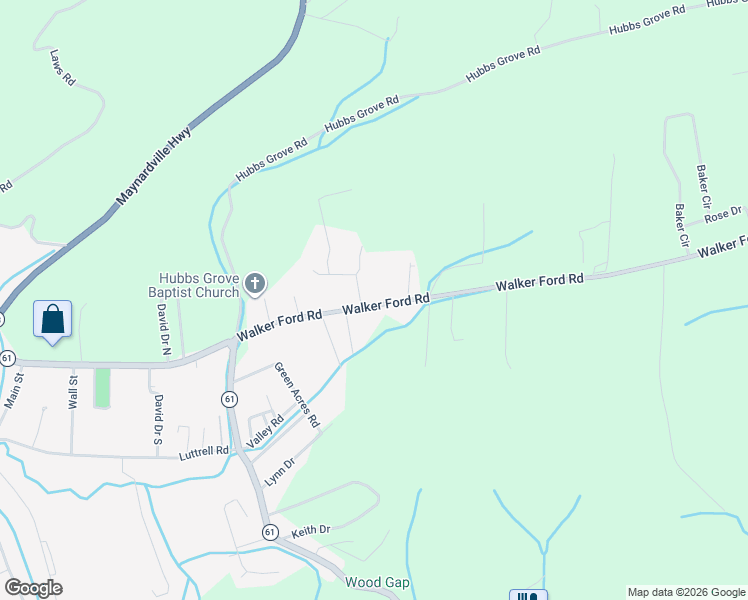 map of restaurants, bars, coffee shops, grocery stores, and more near 106 Ravyn's Way in Maynardville