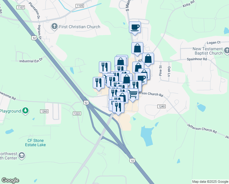 map of restaurants, bars, coffee shops, grocery stores, and more near 100 5 Forks St in King