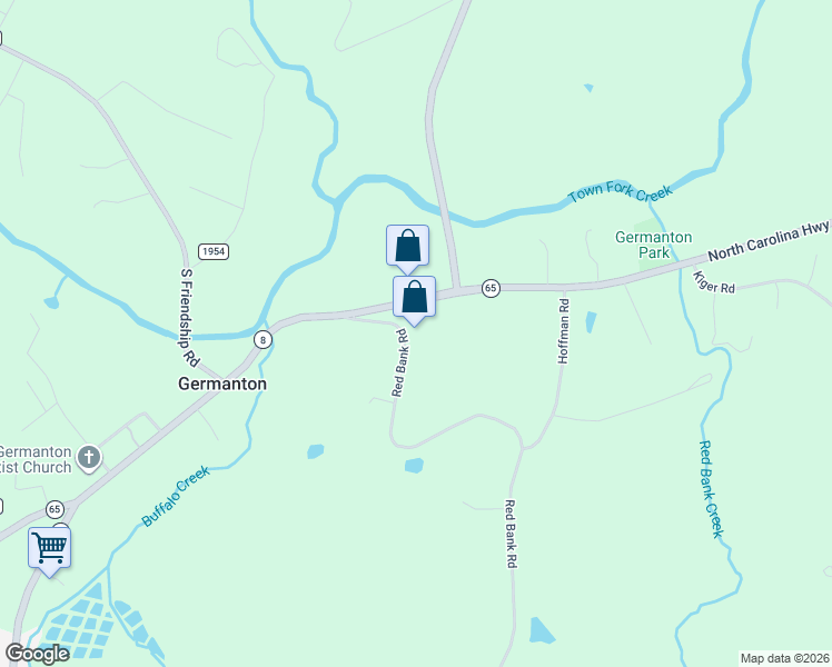 map of restaurants, bars, coffee shops, grocery stores, and more near 1083 Red Bank Road in Germanton