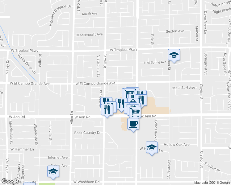 map of restaurants, bars, coffee shops, grocery stores, and more near 3209 Inlet Bay Avenue in North Las Vegas