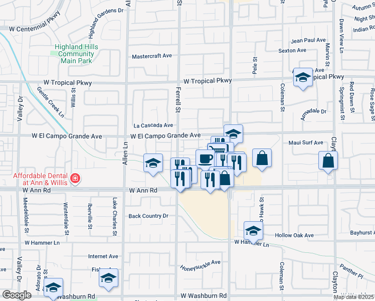 map of restaurants, bars, coffee shops, grocery stores, and more near 3209 Inlet Bay Avenue in North Las Vegas