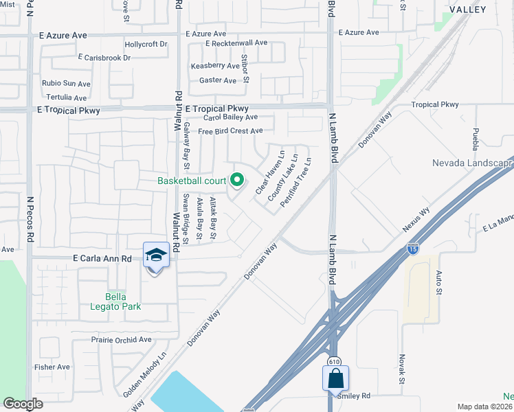 map of restaurants, bars, coffee shops, grocery stores, and more near 4113 Klondike River Place in North Las Vegas
