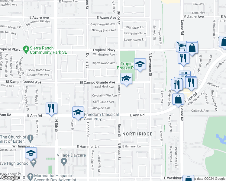 map of restaurants, bars, coffee shops, grocery stores, and more near 5729 Orchid Point Street in North Las Vegas