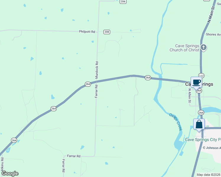 map of restaurants, bars, coffee shops, grocery stores, and more near 851 Healing Springs Road in Cave Springs