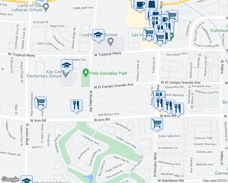 map of restaurants, bars, coffee shops, grocery stores, and more near 5201 Backwoodsman Avenue in Las Vegas