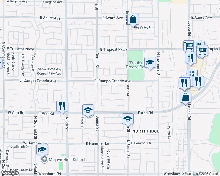 map of restaurants, bars, coffee shops, grocery stores, and more near 5733 Saltrock Grove Street in North Las Vegas