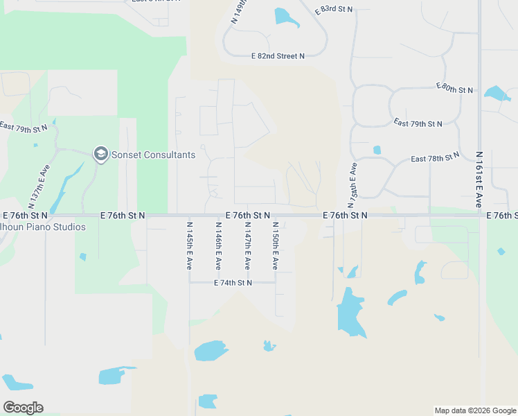 map of restaurants, bars, coffee shops, grocery stores, and more near 7499 North 147th East Avenue in Owasso
