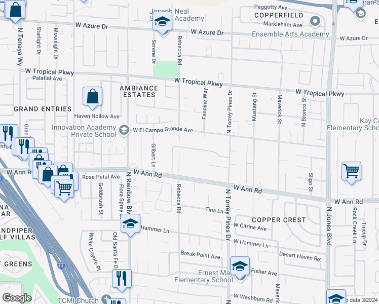 map of restaurants, bars, coffee shops, grocery stores, and more near 6527 Lokai Avenue in Las Vegas