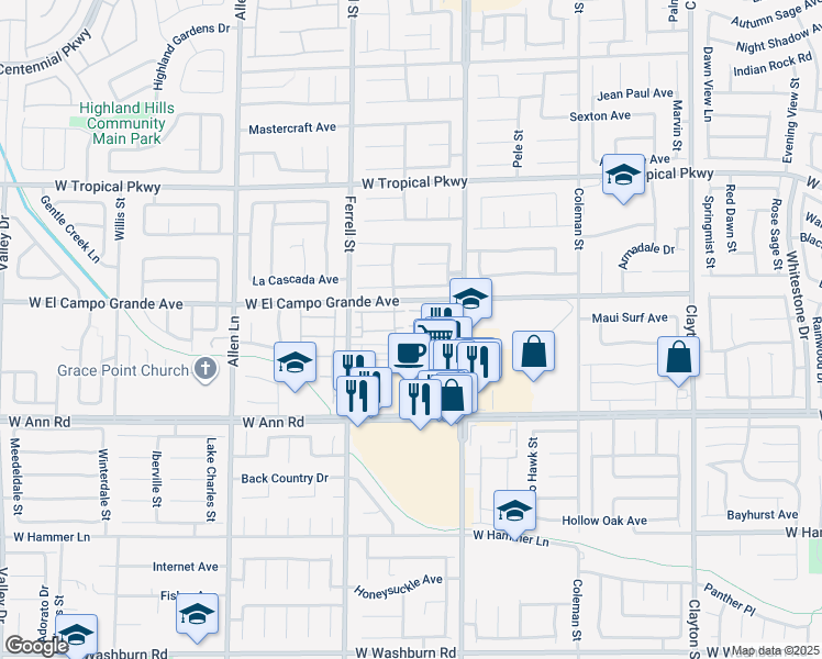 map of restaurants, bars, coffee shops, grocery stores, and more near 3023 Ocean City Court in North Las Vegas