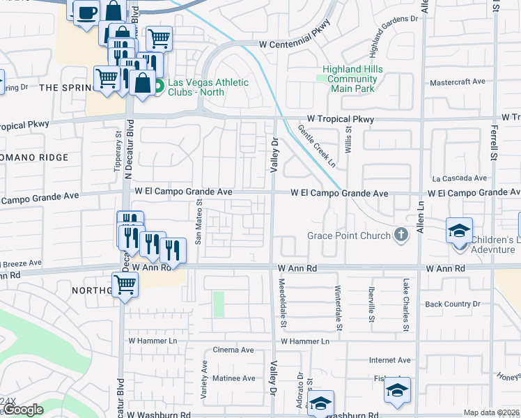 map of restaurants, bars, coffee shops, grocery stores, and more near 5739 Ancient Agora Street in North Las Vegas