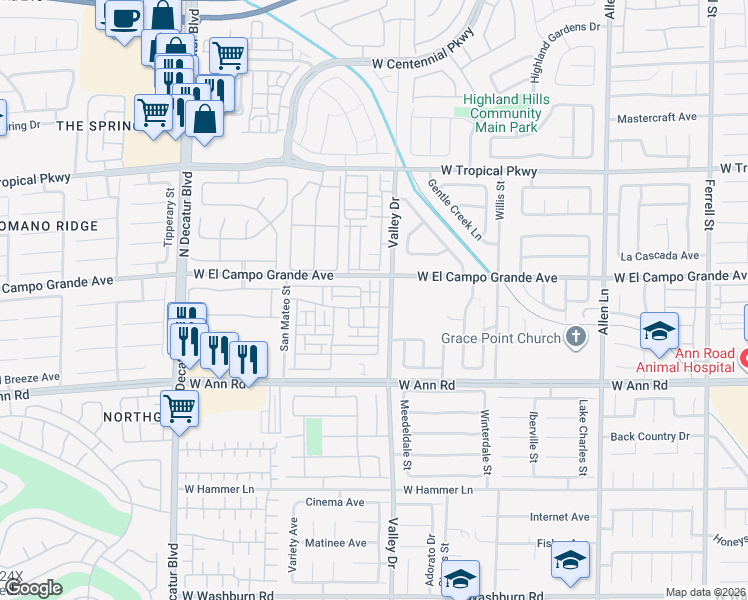 map of restaurants, bars, coffee shops, grocery stores, and more near 5739 Ancient Agora Street in North Las Vegas