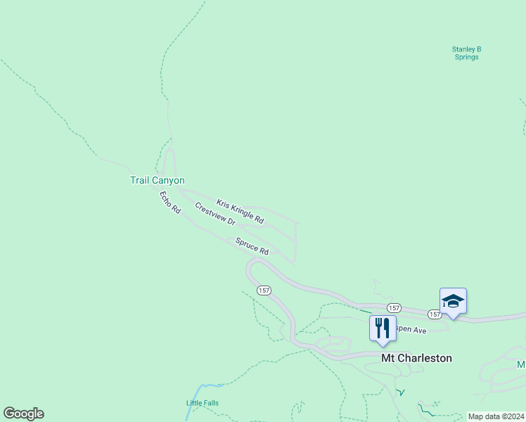 map of restaurants, bars, coffee shops, grocery stores, and more near 4927 Snow White Road in Mount Charleston