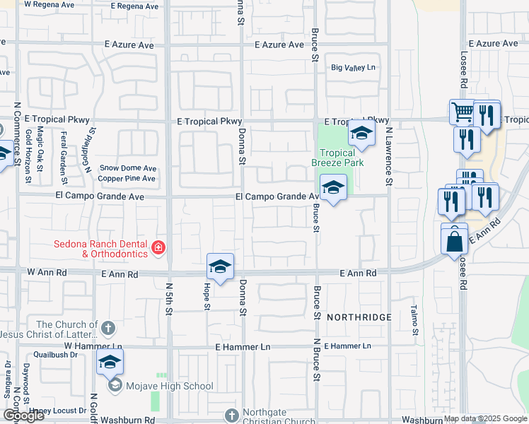 map of restaurants, bars, coffee shops, grocery stores, and more near 1005 Edel Hest Avenue in North Las Vegas