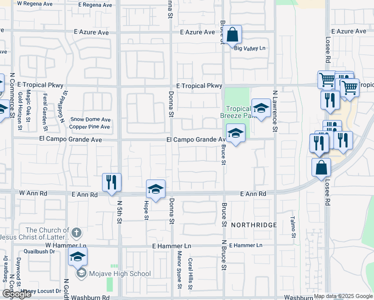map of restaurants, bars, coffee shops, grocery stores, and more near 1005 Edel Hest Avenue in North Las Vegas