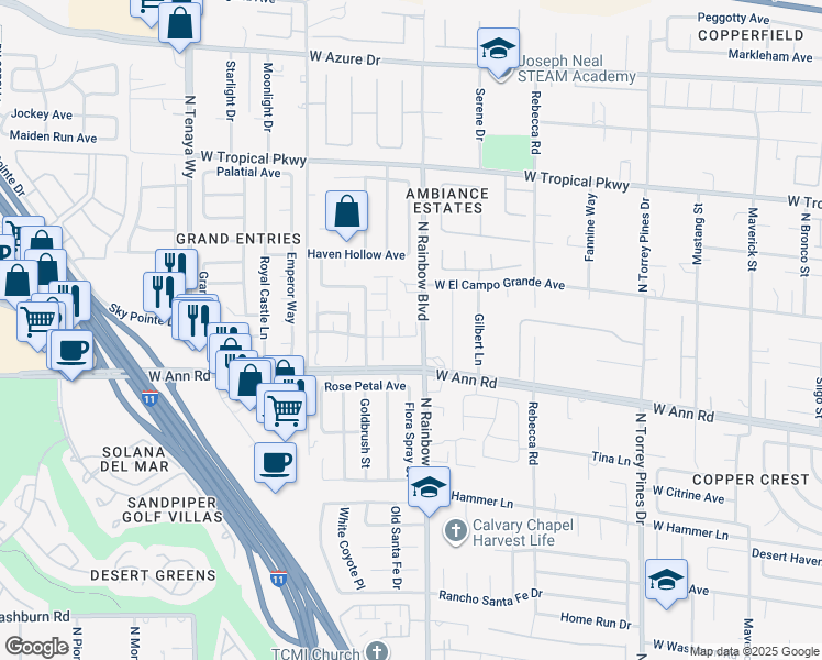 map of restaurants, bars, coffee shops, grocery stores, and more near 5665 Dancing Orchid Court in Las Vegas