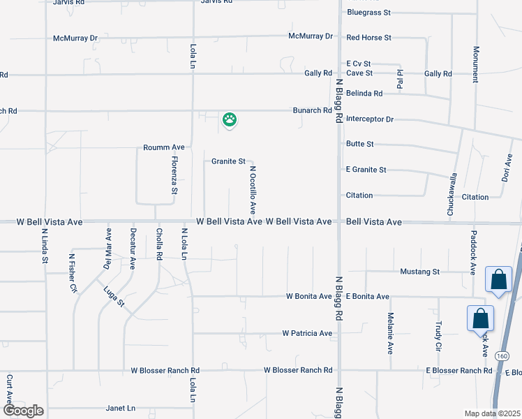 map of restaurants, bars, coffee shops, grocery stores, and more near 3021 North Ocotillo Avenue in Pahrump