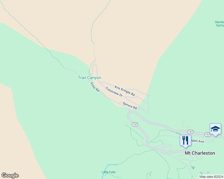 map of restaurants, bars, coffee shops, grocery stores, and more near Crestview Drive in Paradise