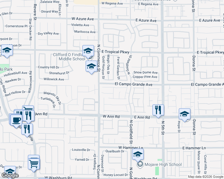 map of restaurants, bars, coffee shops, grocery stores, and more near 129 Pivot Avenue in North Las Vegas