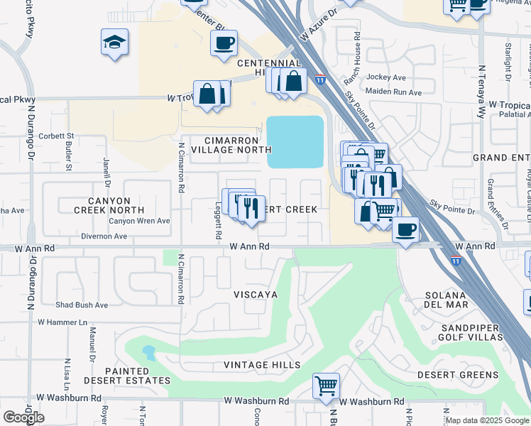 map of restaurants, bars, coffee shops, grocery stores, and more near 7733 Kasmere Falls Drive in Las Vegas