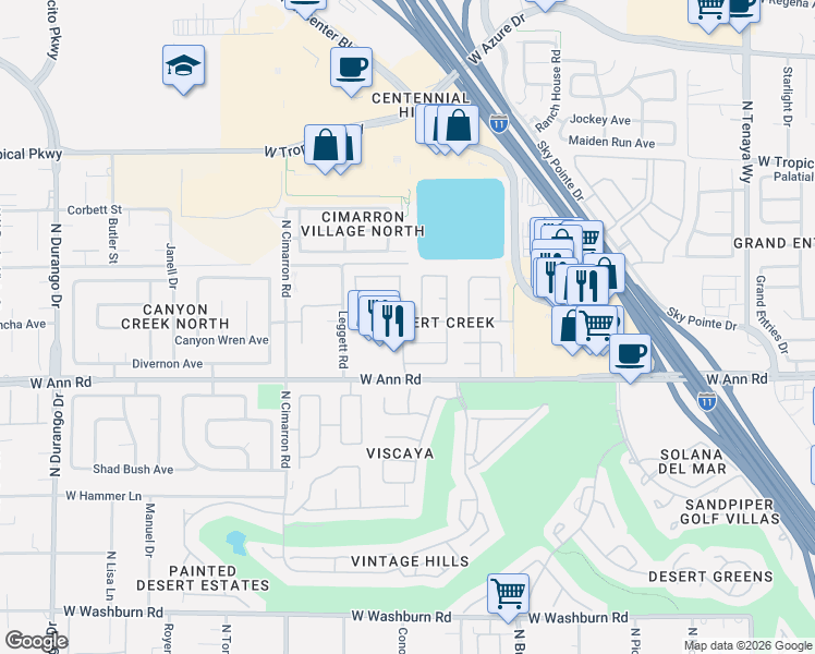 map of restaurants, bars, coffee shops, grocery stores, and more near 7749 Kasmere Falls Drive in Las Vegas