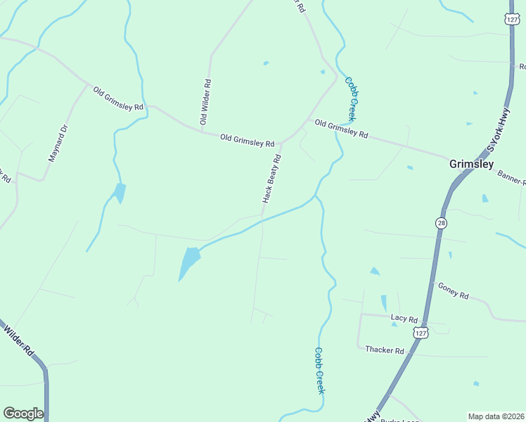 map of restaurants, bars, coffee shops, grocery stores, and more near 823 Hack Beaty Road in Grimsley