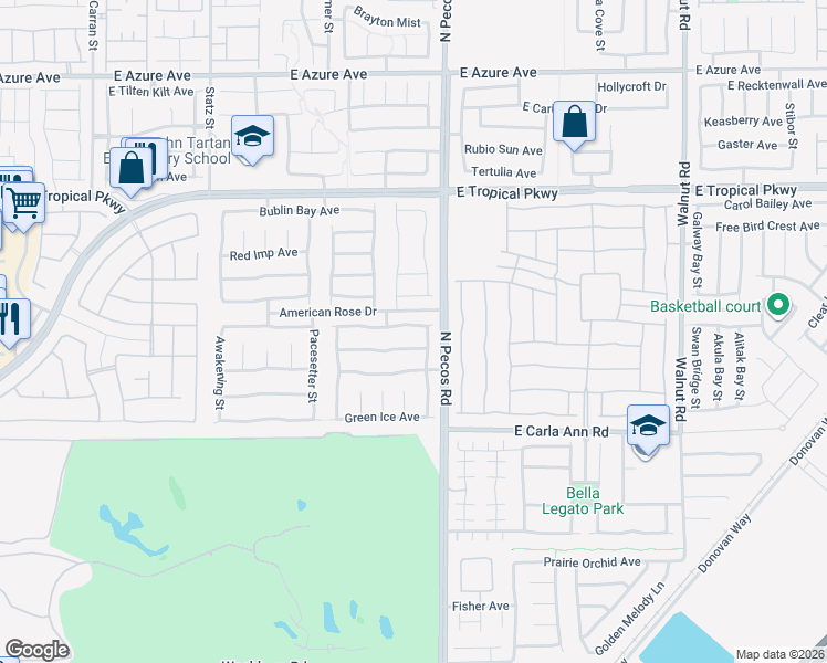 map of restaurants, bars, coffee shops, grocery stores, and more near 3409 Catherine Mermet Avenue in North Las Vegas