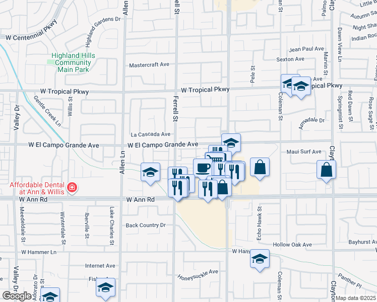 map of restaurants, bars, coffee shops, grocery stores, and more near 3137 Sunrise Cove Avenue in North Las Vegas