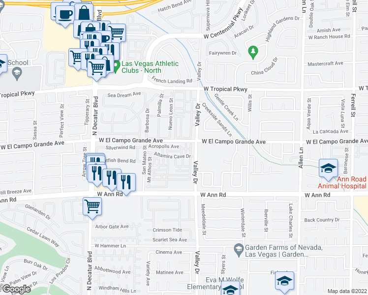 map of restaurants, bars, coffee shops, grocery stores, and more near 5752 Adanon Street in North Las Vegas