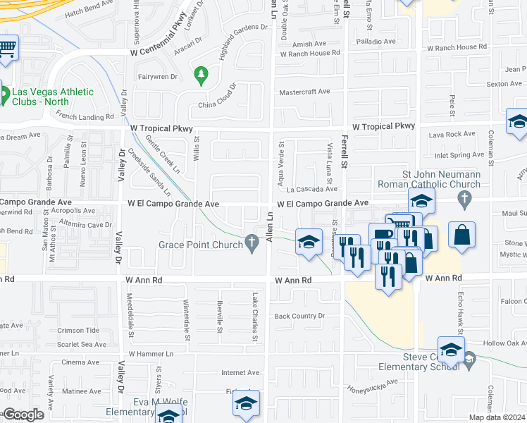 map of restaurants, bars, coffee shops, grocery stores, and more near 5738 Ripple Creek Street in North Las Vegas