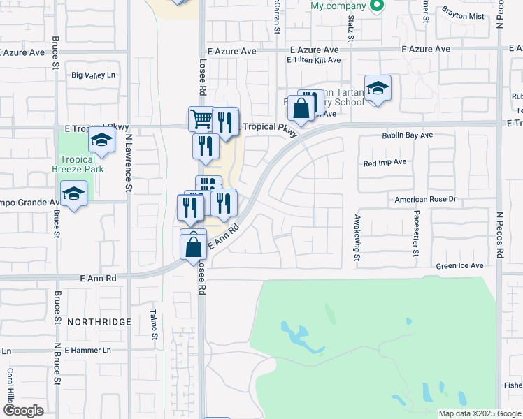 map of restaurants, bars, coffee shops, grocery stores, and more near 2608 Campobello Avenue in North Las Vegas