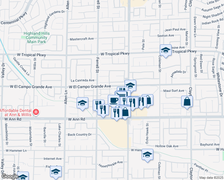 map of restaurants, bars, coffee shops, grocery stores, and more near 3103 Sunrise Cove Avenue in North Las Vegas