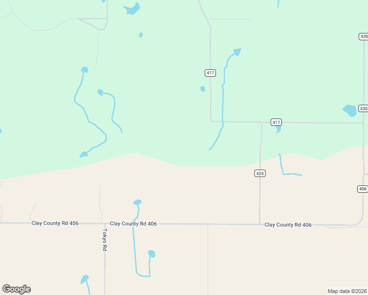 map of restaurants, bars, coffee shops, grocery stores, and more near 299 County Road 417 in Rector