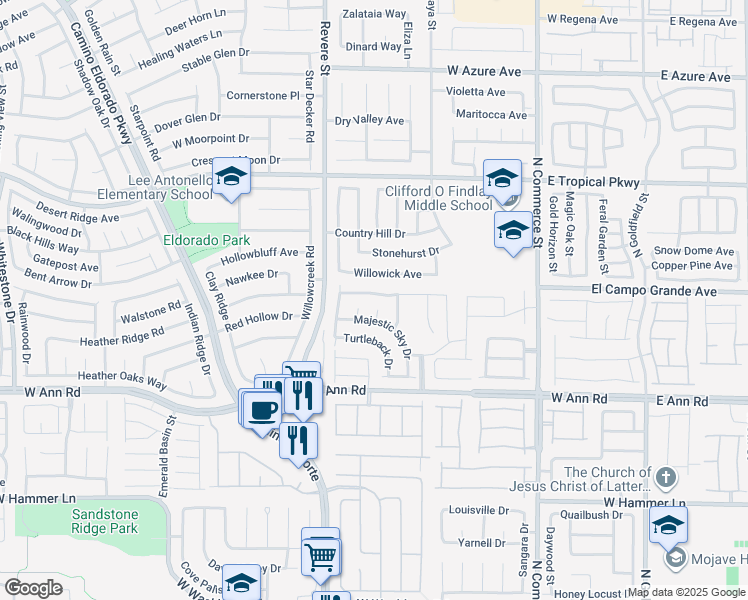 map of restaurants, bars, coffee shops, grocery stores, and more near 625 West Bright Lights Avenue in North Las Vegas
