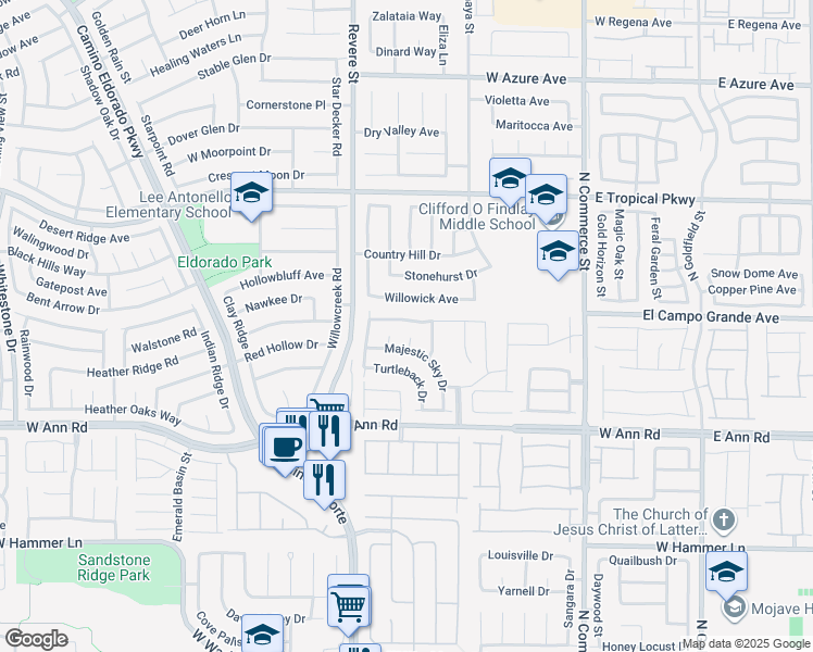 map of restaurants, bars, coffee shops, grocery stores, and more near 625 West Bright Lights Avenue in North Las Vegas