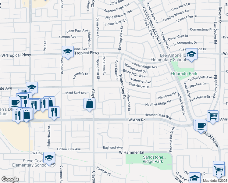 map of restaurants, bars, coffee shops, grocery stores, and more near 1828 Giant Pine Avenue in North Las Vegas