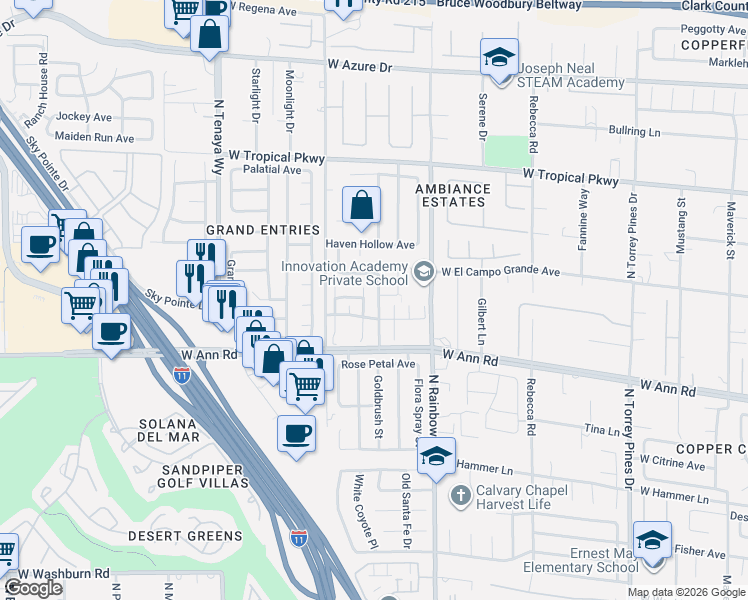 map of restaurants, bars, coffee shops, grocery stores, and more near 6901 Glen Landing Avenue in Las Vegas