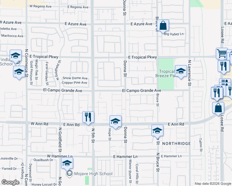 map of restaurants, bars, coffee shops, grocery stores, and more near 817 East Brown Breeches Avenue in North Las Vegas