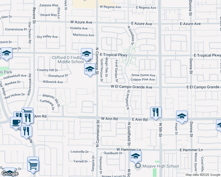 map of restaurants, bars, coffee shops, grocery stores, and more near 5804 Post Mountain Street in North Las Vegas