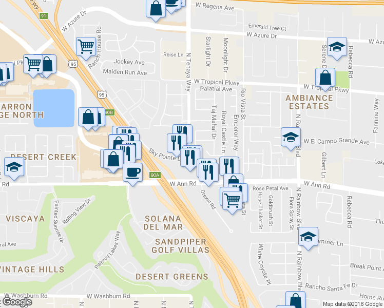 map of restaurants, bars, coffee shops, grocery stores, and more near 5720 Grand Entries Drive in Las Vegas