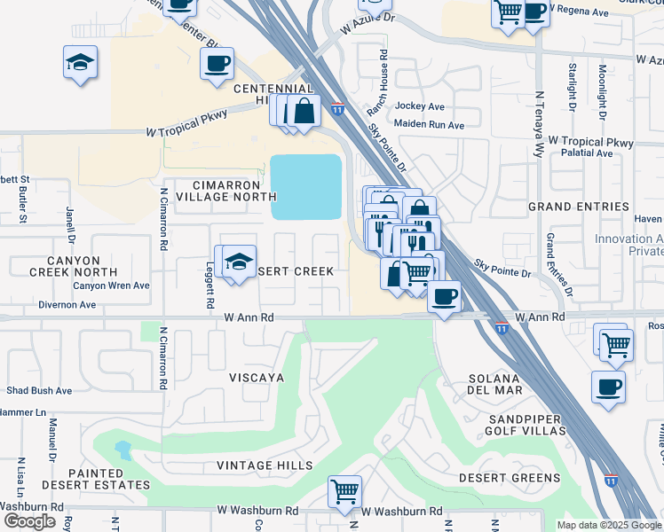 map of restaurants, bars, coffee shops, grocery stores, and more near 7617 Desert Cactus Circle in Las Vegas