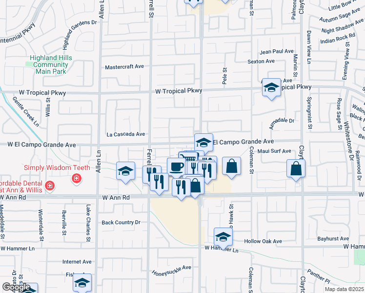 map of restaurants, bars, coffee shops, grocery stores, and more near 3014 Sunrise Bay Avenue in North Las Vegas