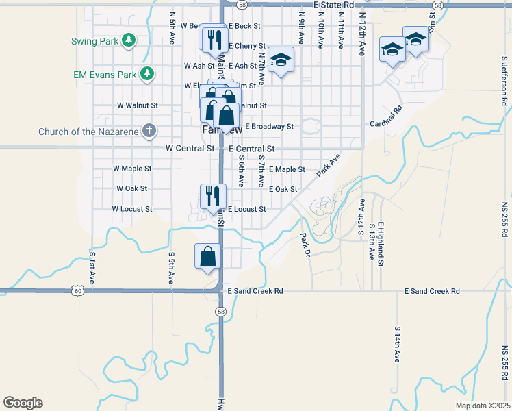 map of restaurants, bars, coffee shops, grocery stores, and more near 412 South 7th Avenue in Fairview
