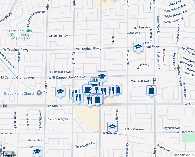 map of restaurants, bars, coffee shops, grocery stores, and more near 2914 Sunrise Bay Avenue in North Las Vegas