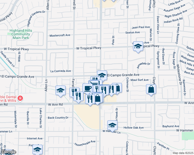 map of restaurants, bars, coffee shops, grocery stores, and more near 2916 Sunrise Bay Avenue in North Las Vegas