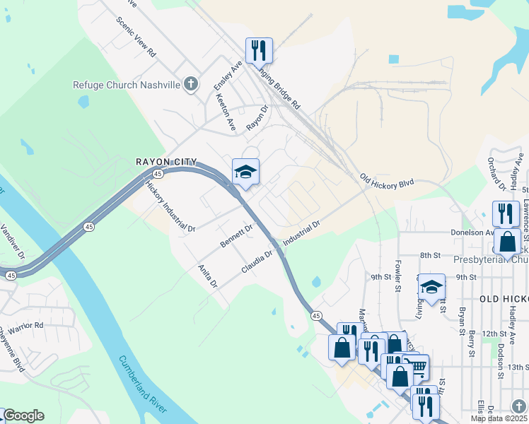 map of restaurants, bars, coffee shops, grocery stores, and more near 2312 Patrick Avenue in Nashville