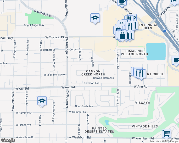 map of restaurants, bars, coffee shops, grocery stores, and more near 5712 Windy Gorge Street in Las Vegas